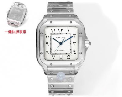 THB Factory Cartier Stainless Steel Bracelet Santos Middle East Version Tape Silver Steel Case Diameter 39.8mm watch
